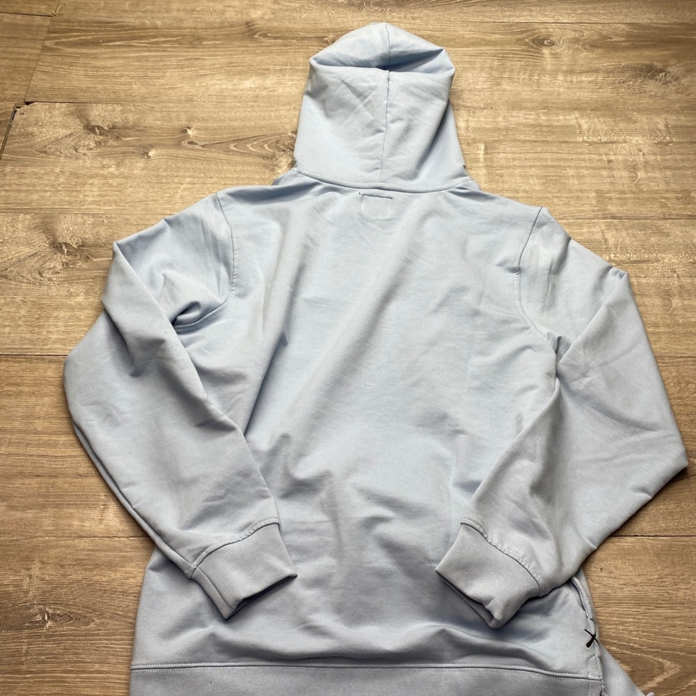 Cuts Hoodie Split-Hem Mens Medium Light Blue Polyester Cotton Blend Pullover - Picture 5 of 9